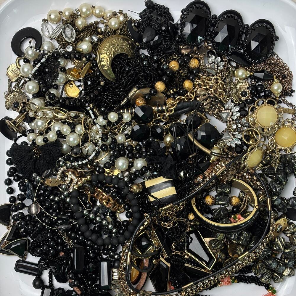 Curated Craft Jewelry Lot - 3 lbs Black Gold Tone
